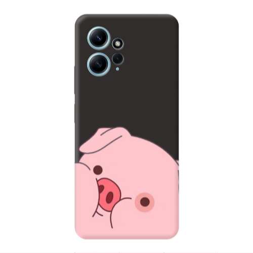 Xiaomi Redmi Note 12 4G Piggy 2 Black Colored Silicone TPU Θήκη