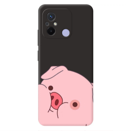 Xiaomi Redmi 12C Piggy 2 Black Colored Silicone TPU Θήκη