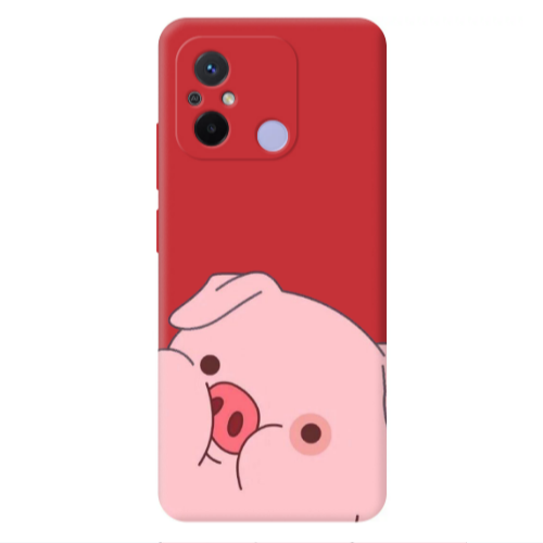 Xiaomi Redmi 12C Piggy 2 Red Colored Silicone TPU Θήκη
