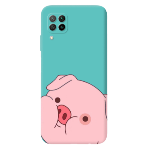 Huawei P40 Lite Piggy 2 Turquoise Colored Silicone TPU Θήκη