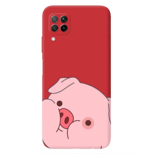 Huawei P40 Lite Piggy 2 Red Colored Silicone TPU Θήκη