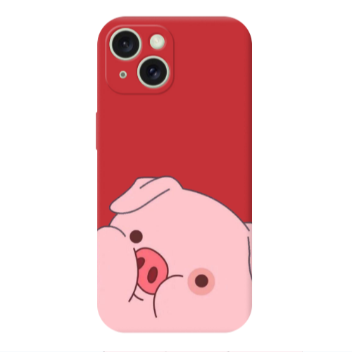 Apple iPhone 15 Piggy 2 Red Colored Silicone TPU Θήκη