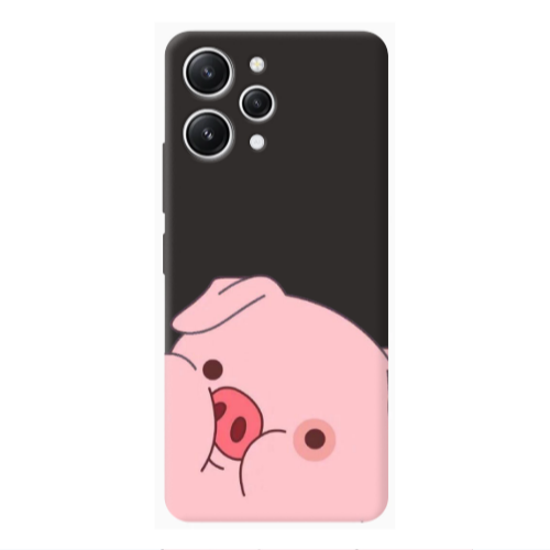 Xiaomi Redmi 12 Piggy 2 Black Colored Silicone TPU Θήκη