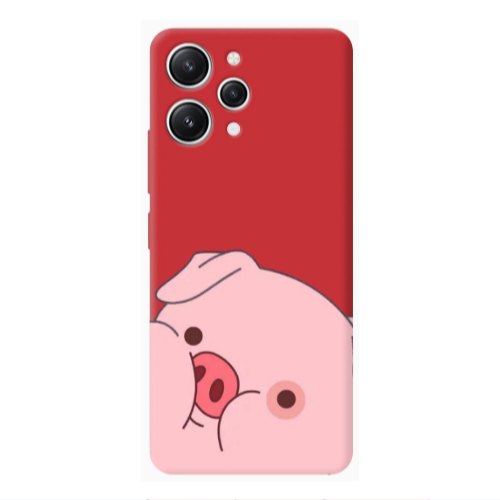 Xiaomi Redmi 12 Piggy 2 Red Colored Silicone TPU Θήκη