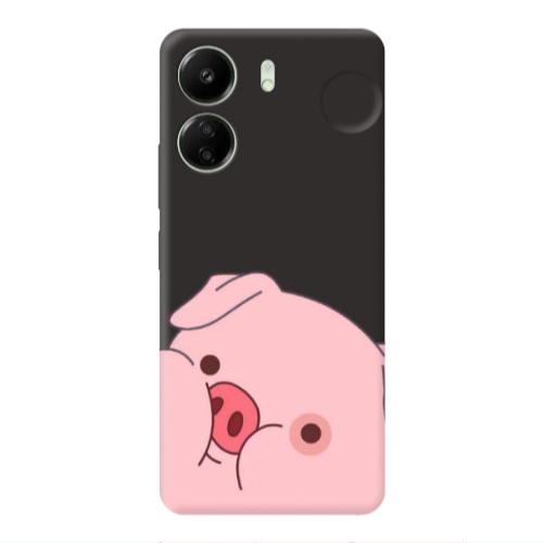 Xiaomi Redmi 13C Piggy 2 Black Colored Silicone TPU Θήκη