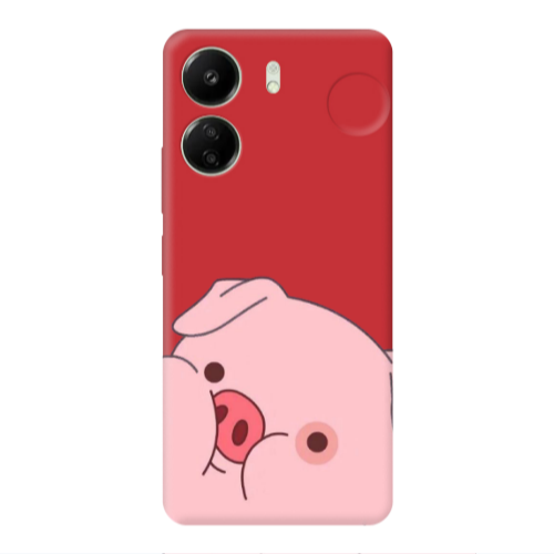 Xiaomi Redmi 13C Piggy 2 Red Colored Silicone TPU Θήκη