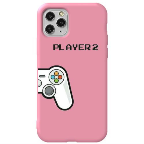 Apple iPhone 11 Pro Player 2 Pink Colored Silicone TPU Θήκη