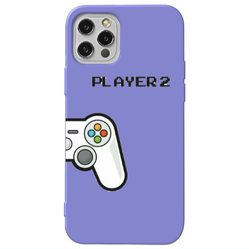 Apple iPhone 12 Pro Player 2 Purple Colored Silicone TPU Θήκη