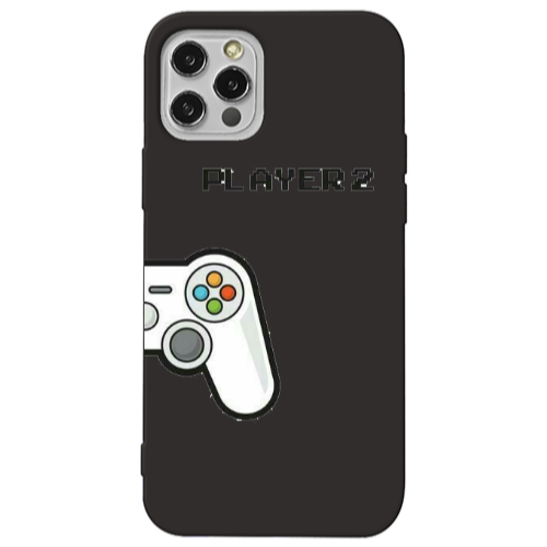 Apple iPhone 12 Pro Player 2 Black Colored Silicone TPU Θήκη