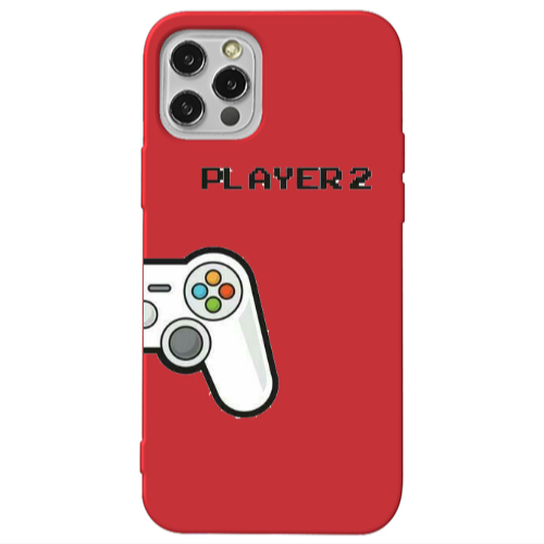 Apple iPhone 12 Pro Player 2 Red Colored Silicone TPU Θήκη
