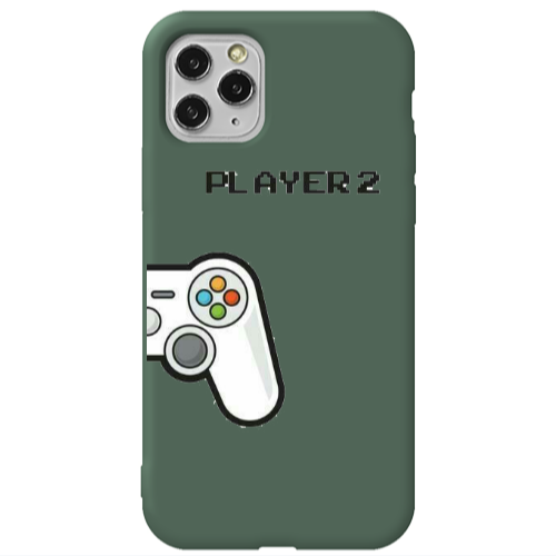 Apple iPhone 11 Pro Max Player 2 Dark Green Colored Silicone TPU Θήκη
