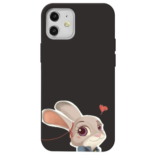Apple iPhone 12 Valentines 16 Black Colored Silicone TPU Θήκη