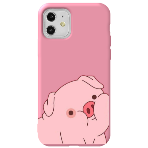 Apple iPhone 11  Piggy 1 Pink Colored Silicone TPU Θήκη
