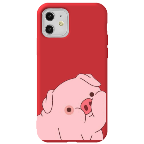 Apple iPhone 11  Piggy 1 Red Colored Silicone TPU Θήκη