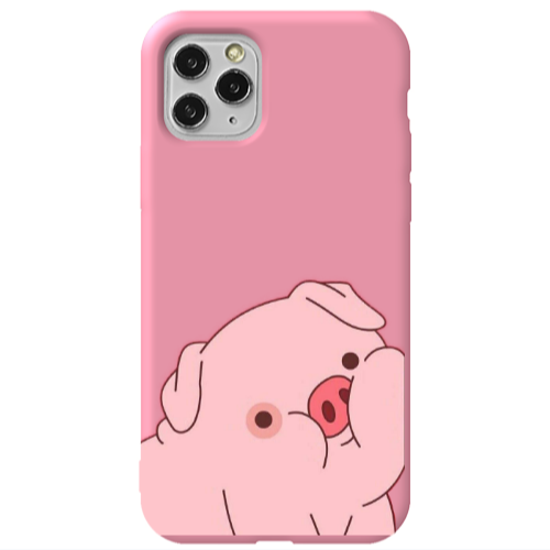 Apple iPhone 11 Pro Piggy 1 Pink Colored Silicone TPU Θήκη