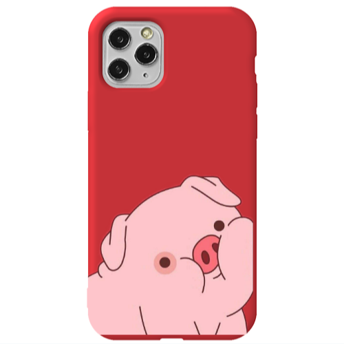 Apple iPhone 11 Pro Piggy 1 Red Colored Silicone TPU Θήκη