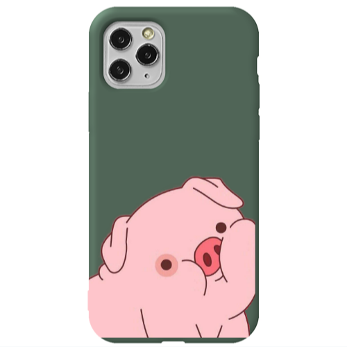 Apple iPhone 11 Pro Piggy 1 Dark Green Colored Silicone TPU Θήκη