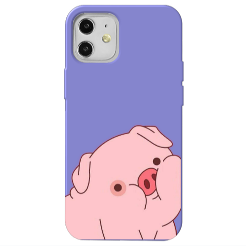 Apple iPhone 12 Piggy 1 Purple Colored Silicone TPU Θήκη