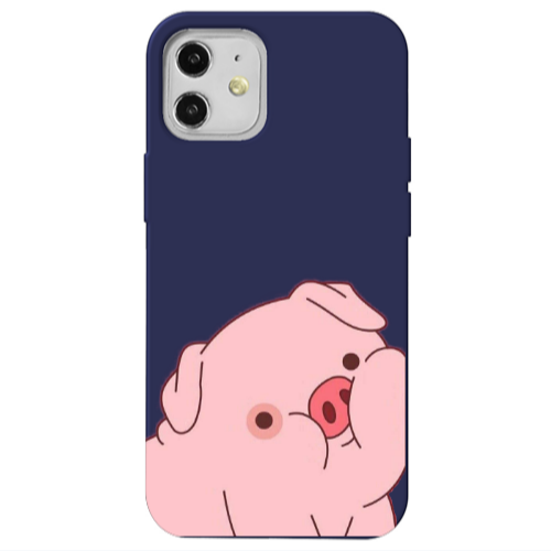Apple iPhone 12 Piggy 1 Dark blue Colored Silicone TPU Θήκη