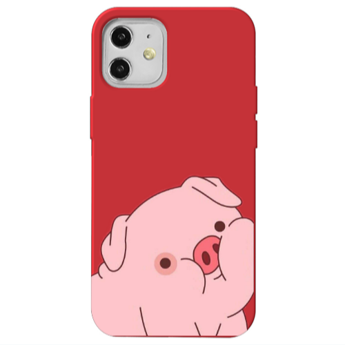 Apple iPhone 12 Piggy 1 Red Colored Silicone TPU Θήκη