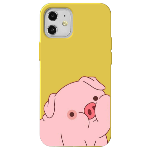 Apple iPhone 12 Piggy 1 Yellow Colored Silicone TPU Θήκη