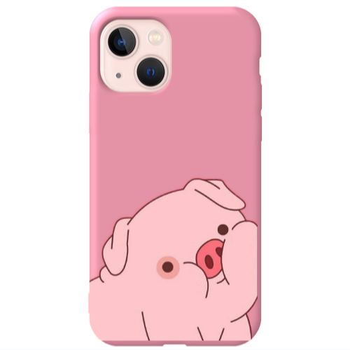 Apple iPhone 13 Piggy 1 Pink Colored Silicone TPU Θήκη