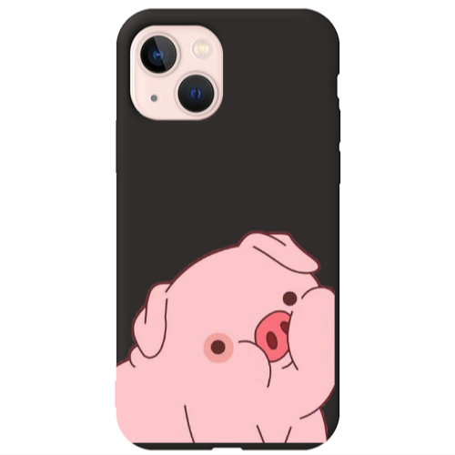 Apple iPhone 13 Piggy 1 Black Colored Silicone TPU Θήκη