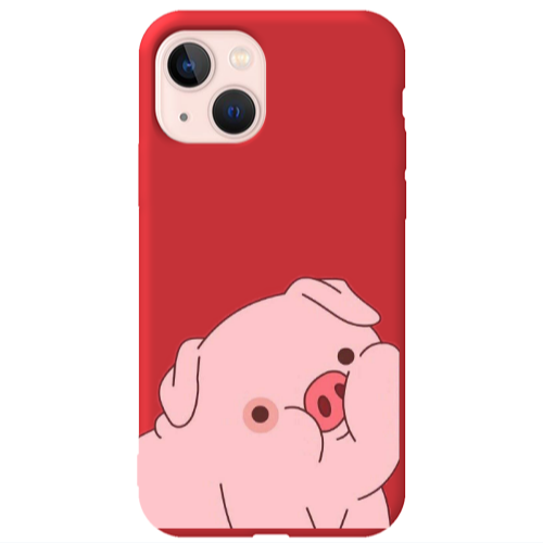 Apple iPhone 13 Piggy 1 Red Colored Silicone TPU Θήκη