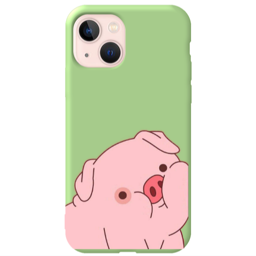 Apple iPhone 13 Piggy 1 Light Green Colored Silicone TPU Θήκη
