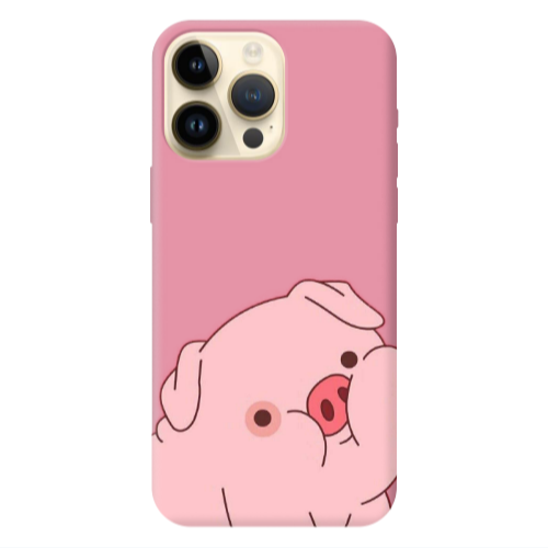 Apple iPhone 13 Pro Max Piggy 1 Pink Colored Silicone TPU Θήκη