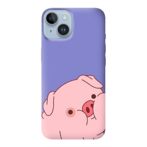Apple iPhone 14  Piggy 1 Purple Colored Silicone TPU Θήκη