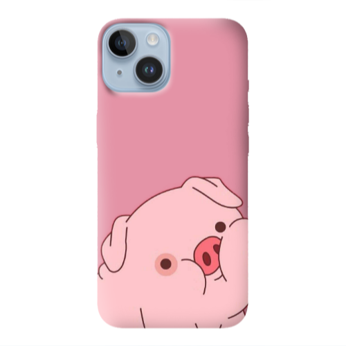 Apple iPhone 14  Piggy 1 Pink Colored Silicone TPU Θήκη