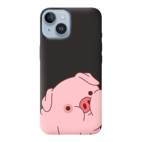 Apple iPhone 14  Piggy 1 Black Colored Silicone TPU Θήκη