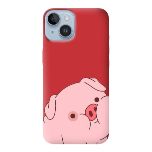Apple iPhone 14 Plus Piggy 1 Red Colored Silicone TPU Θήκη