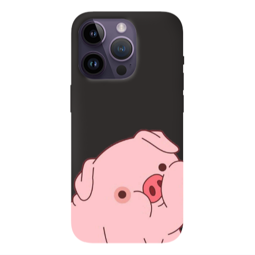 Apple iPhone 14 Pro  Piggy 1 Black Colored Silicone TPU Θήκη