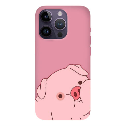Apple iPhone 14 Pro Max Piggy 1 Pink Colored Silicone TPU Θήκη