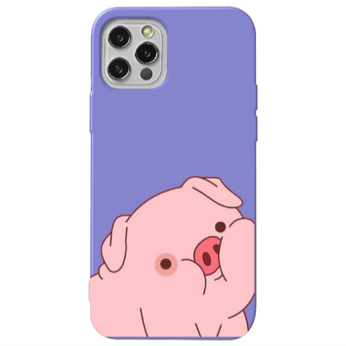 Apple iPhone 12 Pro Piggy 1 Purple Colored Silicone TPU Θήκη