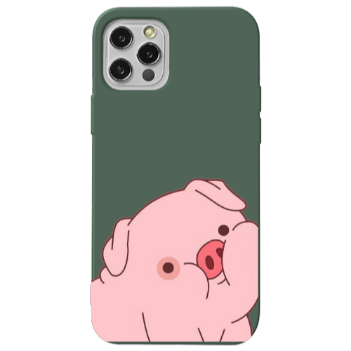 Apple iPhone 12 Pro Piggy 1 Dark Green Colored Silicone TPU Θήκη