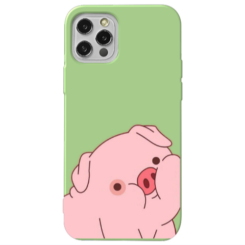 Apple iPhone 12 Pro Piggy 1 Light Green Colored Silicone TPU Θήκη