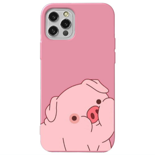 Apple iPhone 12 Pro Max Piggy 1 Pink Colored Silicone TPU Θήκη