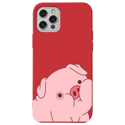 Apple iPhone 12 Pro Max Piggy 1 Red Colored Silicone TPU Θήκη