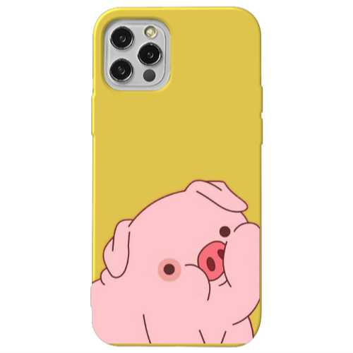 Apple iPhone 12 Pro Max Piggy 1 Yellow Colored Silicone TPU Θήκη