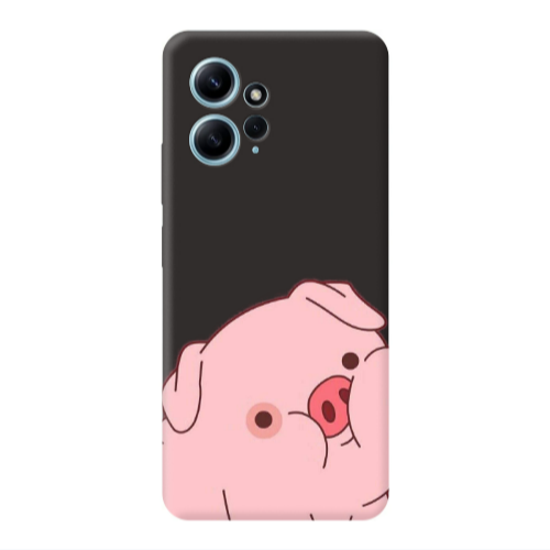 Xiaomi Redmi Note 12 4G Piggy 1 Black Colored Silicone TPU Θήκη