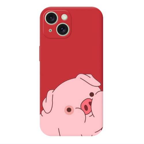Apple iPhone 15 Piggy 1 Red Colored Silicone TPU Θήκη
