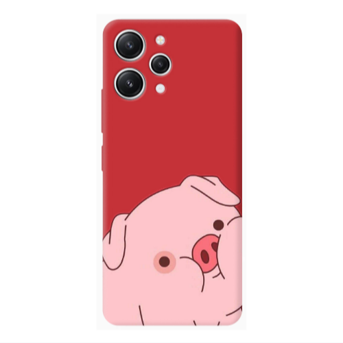 Xiaomi Redmi 12 Piggy 1 Red Colored Silicone TPU Θήκη