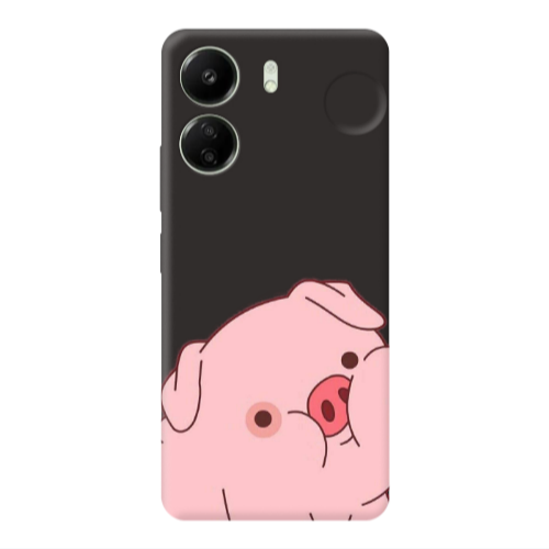 Xiaomi Redmi 13C Piggy 1 Black Colored Silicone TPU Θήκη