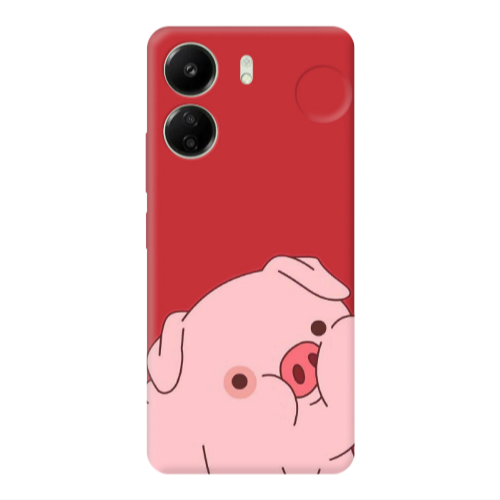 Xiaomi Redmi 13C Piggy 1 Red Colored Silicone TPU Θήκη