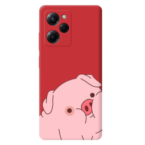 Xiaomi Poco X5 Pro Piggy 1 Red Colored Silicone TPU Θήκη
