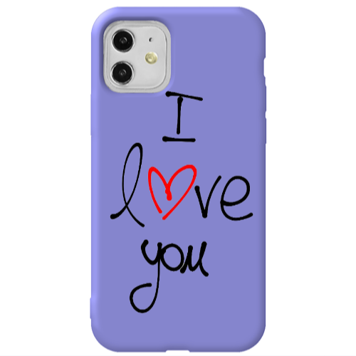 Apple iPhone 11  i love you Purple Colored Silicone TPU Θήκη