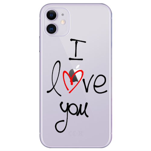 Apple iPhone 11  i love you Transparent Silicone TPU Θήκη